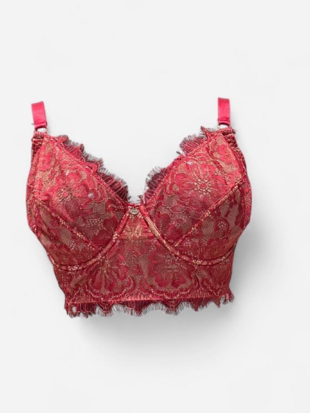 Lace Longline Bralette in Red